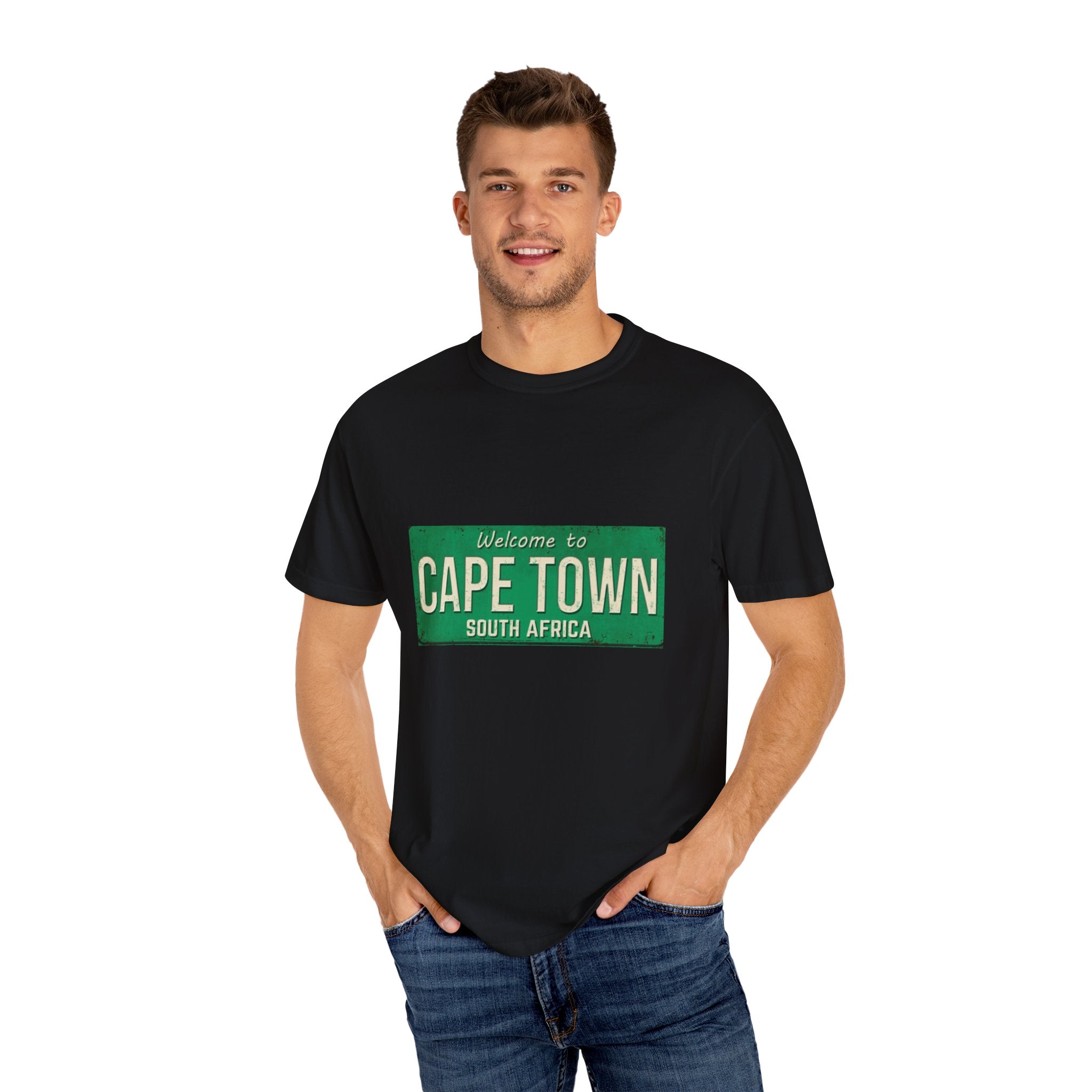Cape Town Contrast Tee – “Welcome to Cape Town, South Africa”