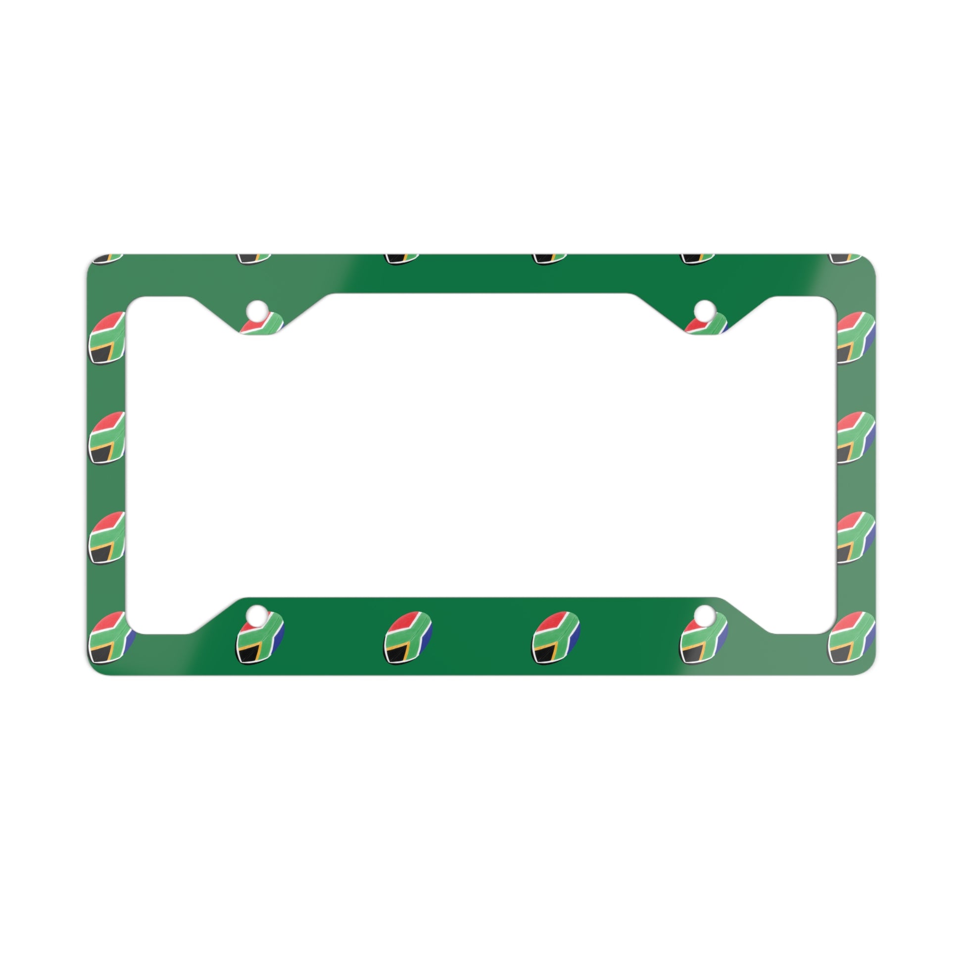 South African Flag Rugby Ball Metal License Plate Frame